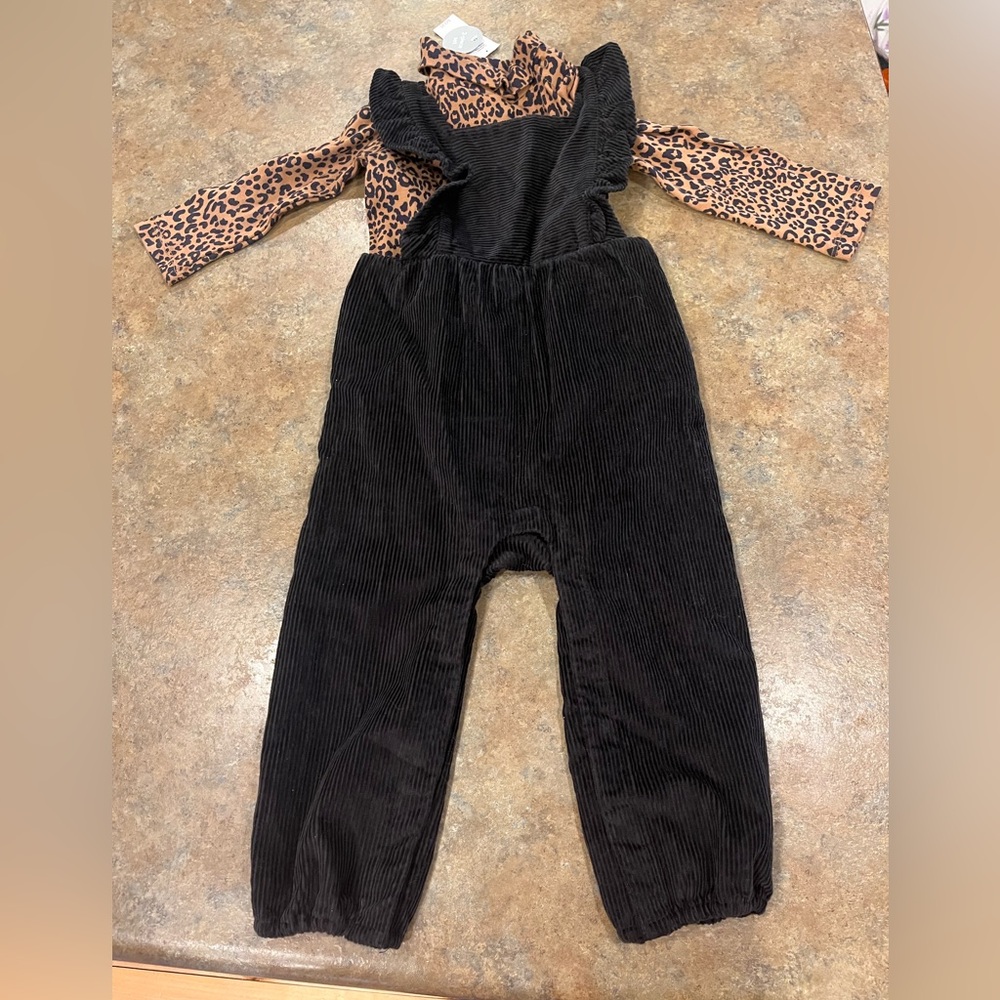 NWT 2 piece toddler girls cheetah and corduroy jumpsuit